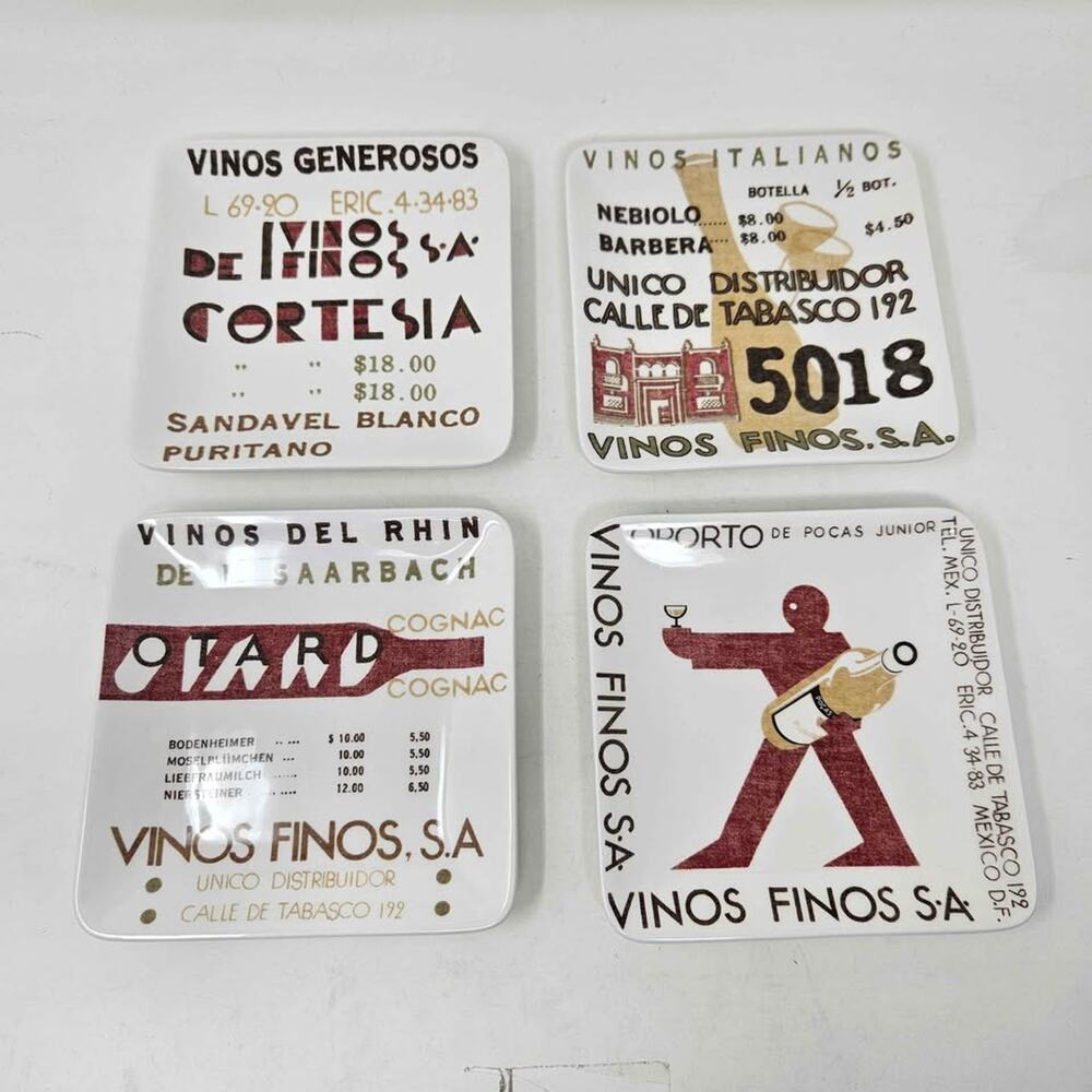 Pottery Barn plate set of 4 wine bar